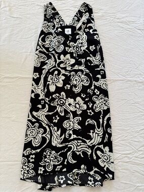 Cabi Padma Dress #5263 Black White Batik Floral Racerback Shift Dress [XS]